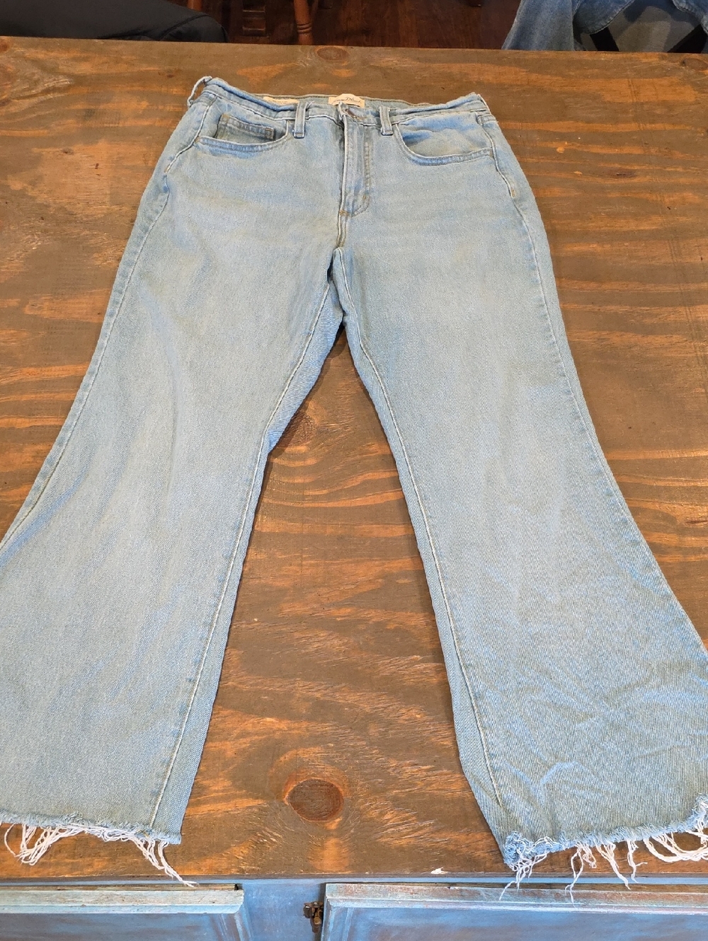 Universal Thread Light Blue Frayed Wide-Leg Jeans